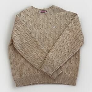 Vineyard Vines Vintage 98% Wool Women’s Cable Knit Tan Sweater Size L